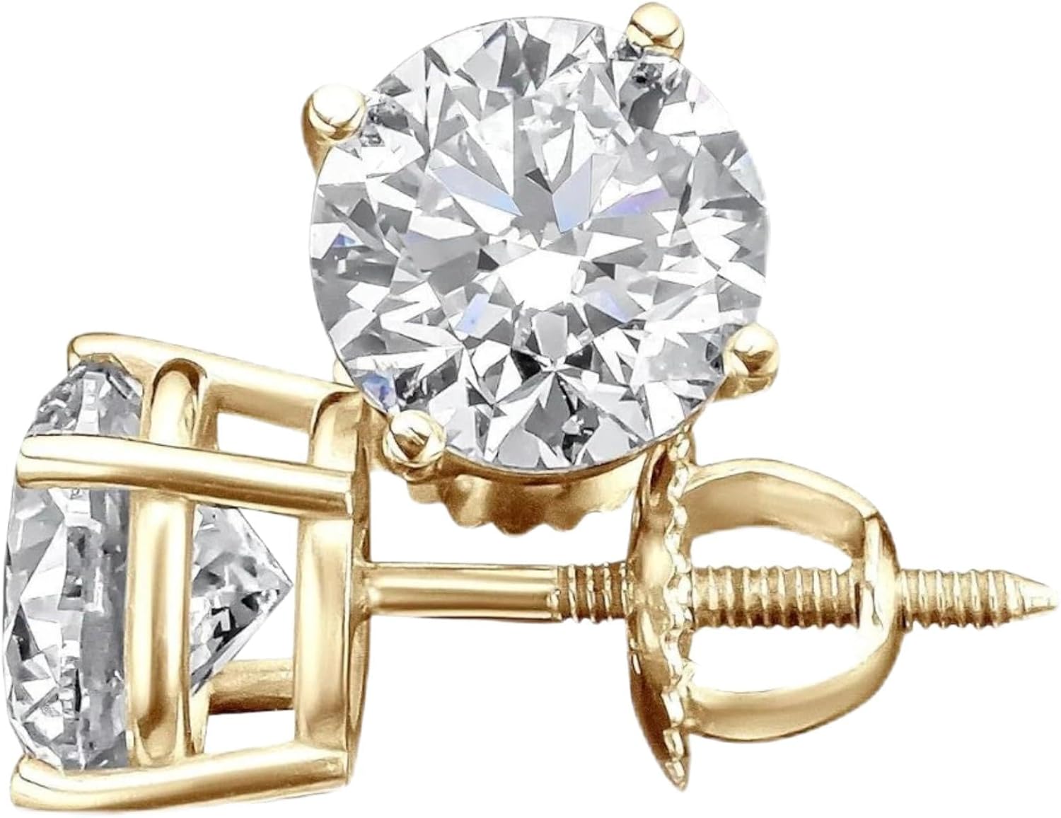 Eternaldia IGI Certified Lab Grown Diamond Solitaire Stud Earrings for Women in 14k Gold With Screw back post (Color-F, Clarity VS1-VS2 0.50Ct - 3Ct)