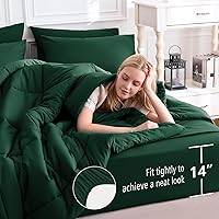 Vista 5 de CozyLux Full Size Comforter Sets Emerald Green, 7 Pieces Bed in a Bag, Green Comforter Full Size, All Season Bedding Sets with Stitch Quilted