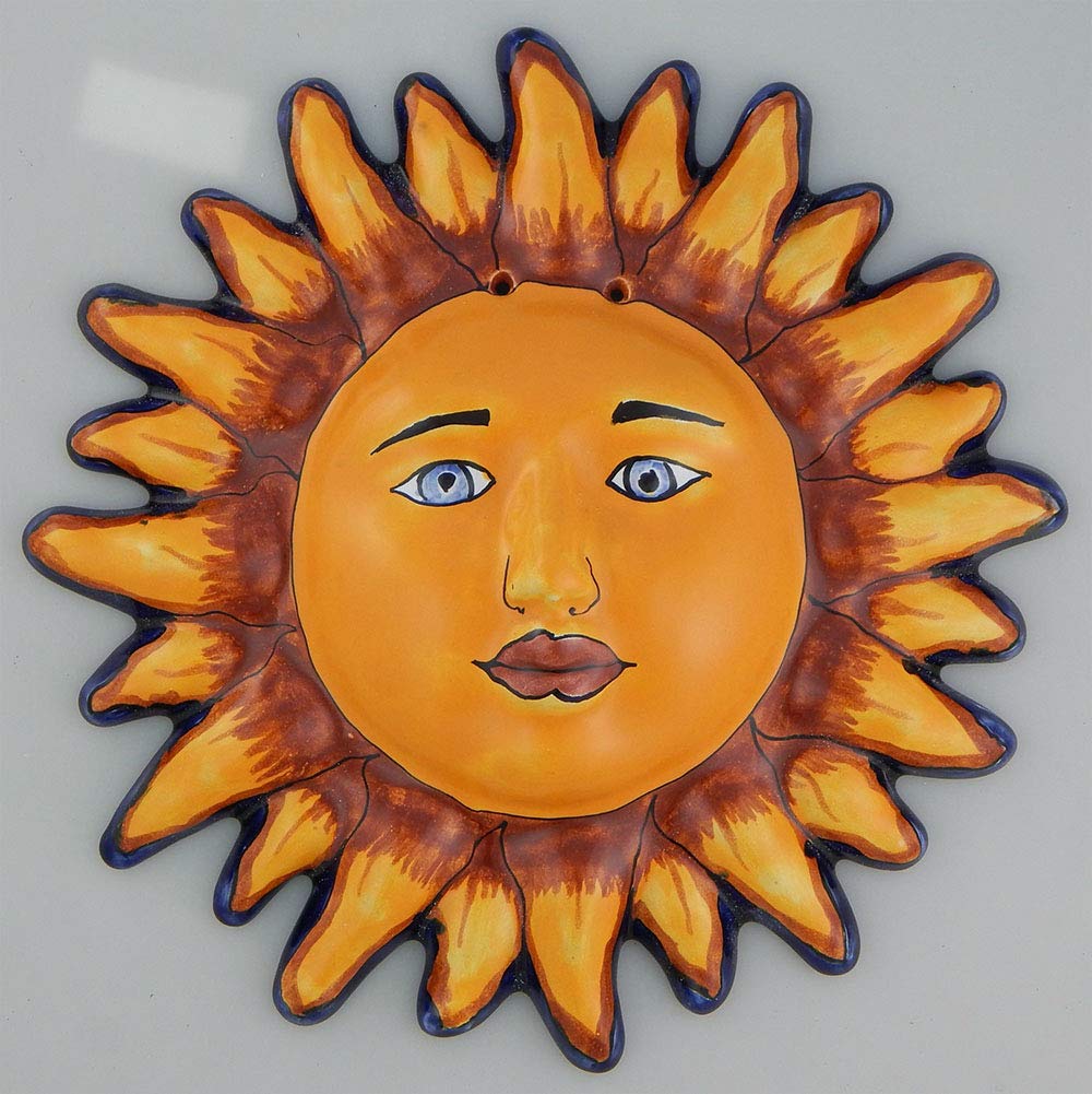 メキシコ 太陽 sol 壁掛け 焼き物 陶芸 伝統工芸 Amazon.com: COLOR Y TRADICIÓN Mexican Talavera Ceramic Sun Face