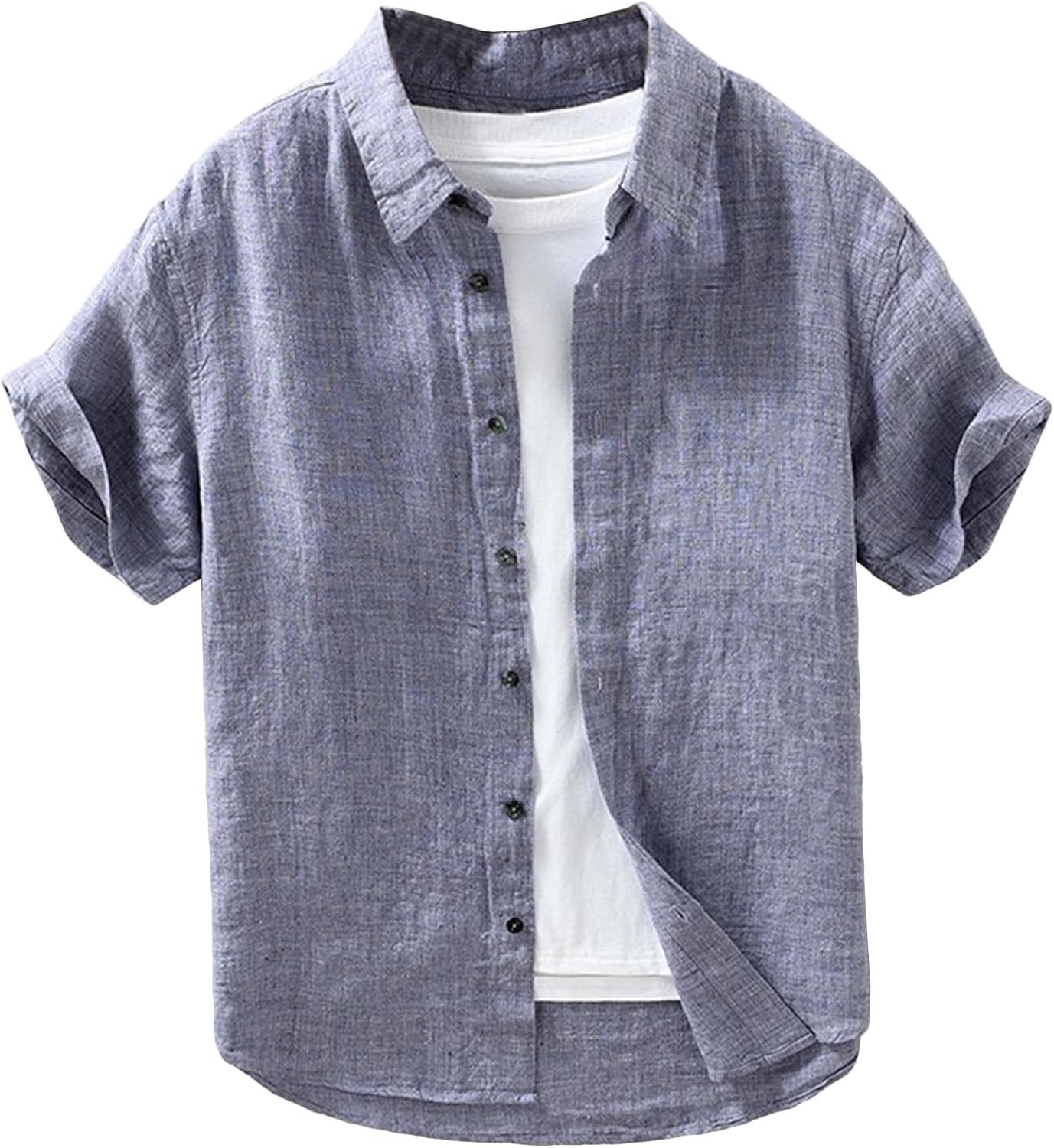 Retro Beach Thin Loose Shirt for Men Short Sleeve Casual Summer Shirts Fashion Outdoor Regular Button Down T-Shirt