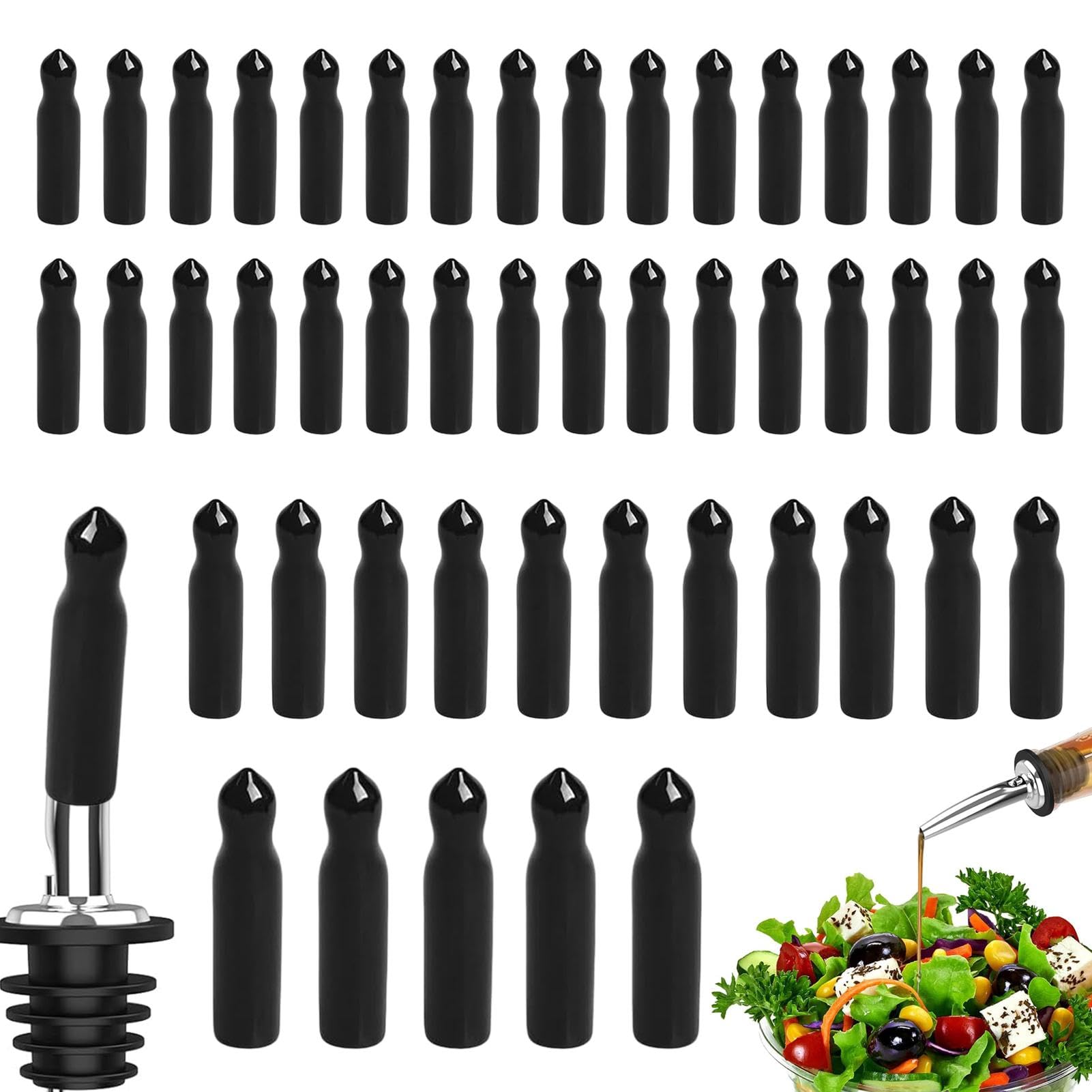 Lot de 48 couvercles en silicone pour bec verseur de liqueur noir anti-fuite