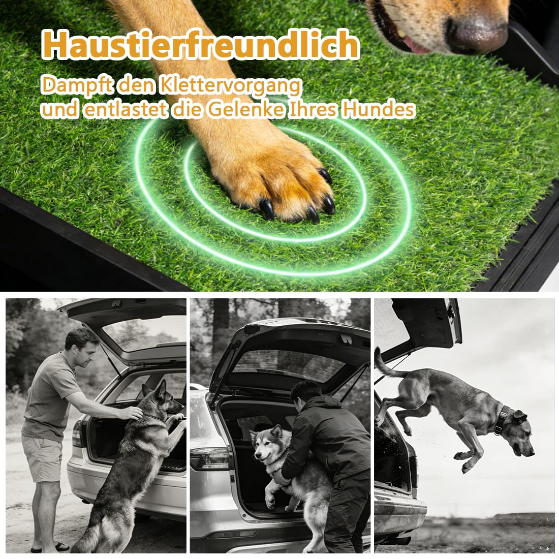 Hunderampe 156x40cm Klappbare für Auto, Hundetreppe Hunde Rampe Katzentreppe, Tragbare Kofferraumrampe mit Rutschfester Oberfläche, bis 90 kg