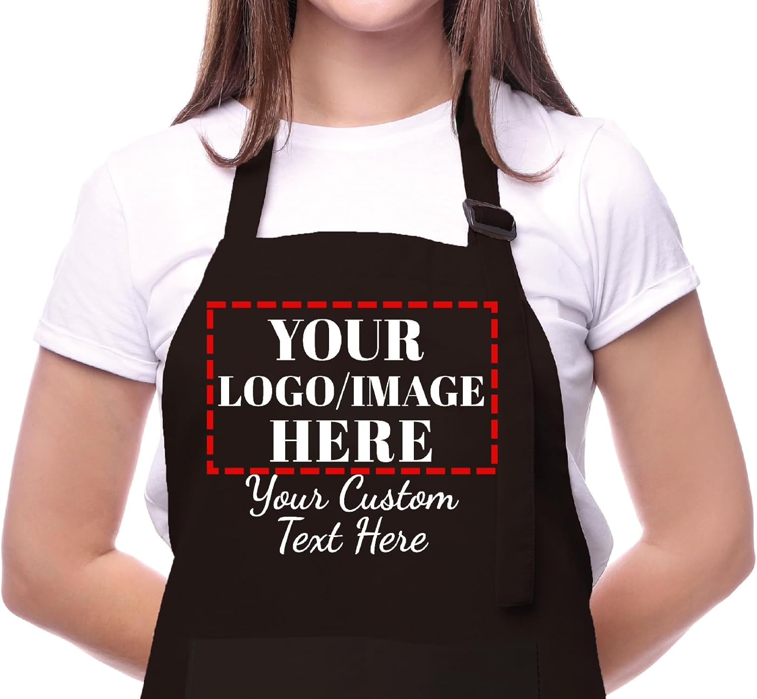 Custom Name Photo Logo Grilling & Cooking Aprons for Women and Men, Personalized Adult Kitchen Apron, Customized Waterproof Polyester Chef Apron, Custom Aprons for Women, Adjustable Bib with 2 Pockets