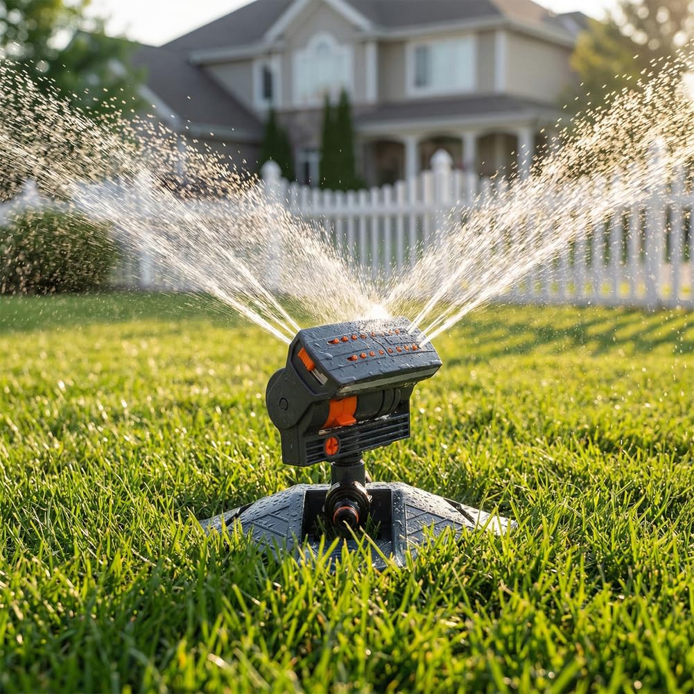 Irrigatore oscillante a 16 ugelli 2026 con timer per irrigazione a doppia zona, mini irrigatori oscillanti turbo per irrigazione da giardino, ampia copertura (B)