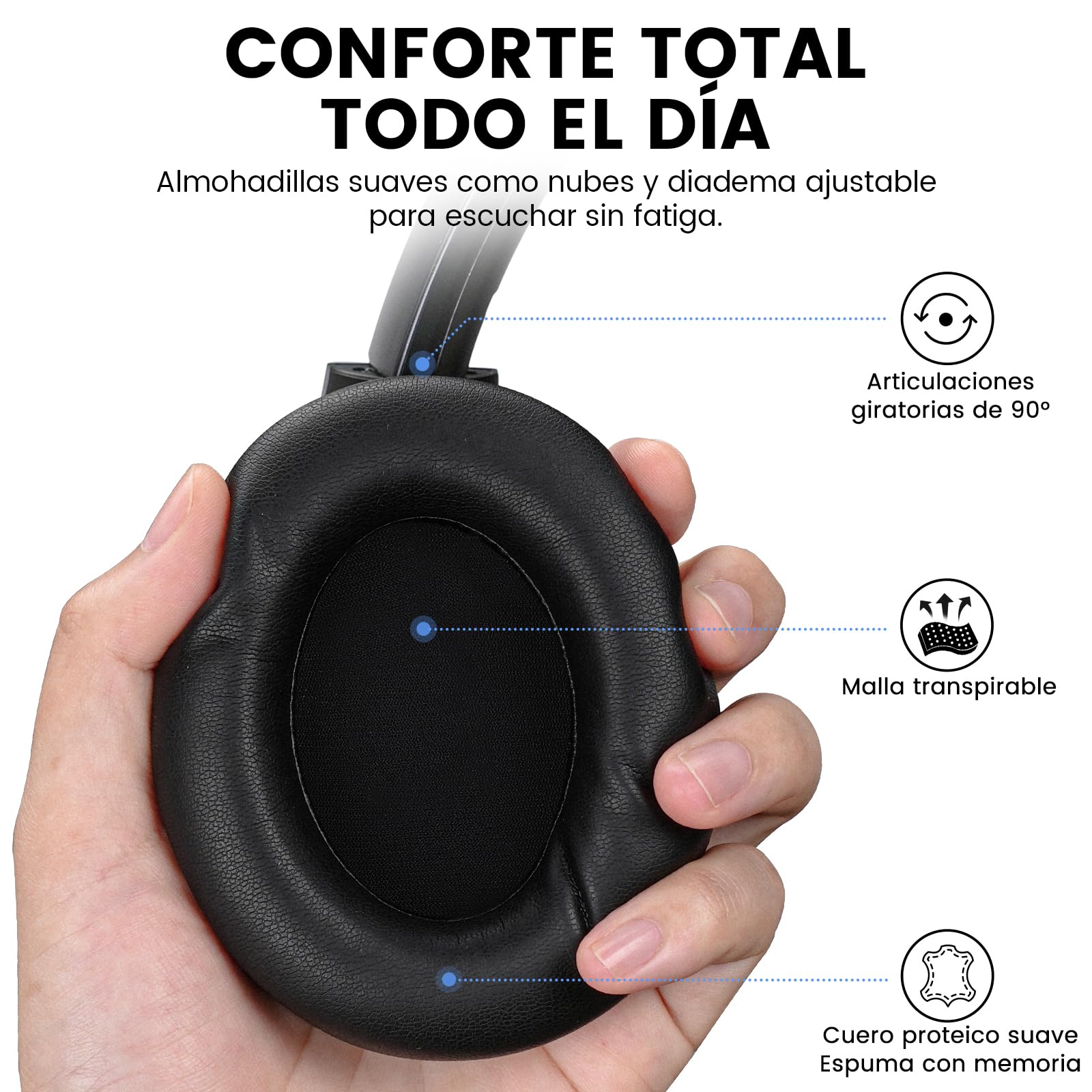 1Mii Y8 Cascos Bluetooth 6.0 Inalámbricos con ANC Híbrido, LDAC Hi-Res | Auriculares Diadema con Cancelación de Ruido Activa, 100H Autonomía, Graves Profundos, EQ con App, Plegables y Cómodos