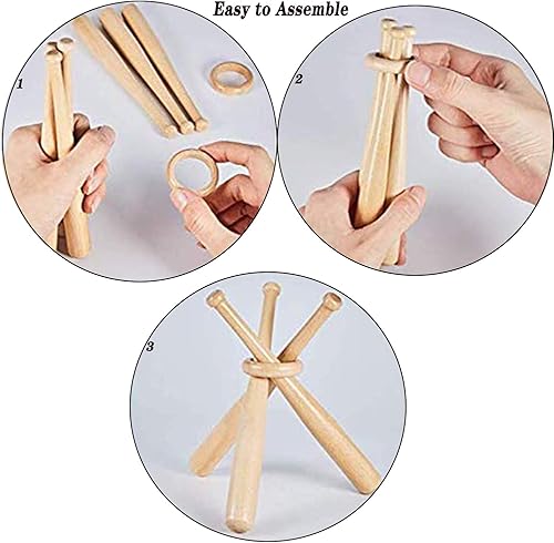 Miniatura 5 de La exhibición de madera del soporte del sóftbol del béisbol consta de 3 mini bates de béisbol y 1 círculo de madera