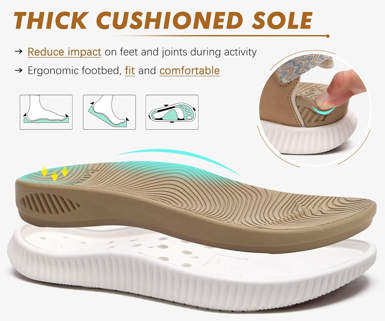 KuaiLu Womens Orthopedic Walking Sandals Arch Support Recovery Sport Outdoor Hiking Water Sandles Thick Athletic Cushion Comfortable Plantar Fasciitis Adjustable Sandals US6-12 - Image 6