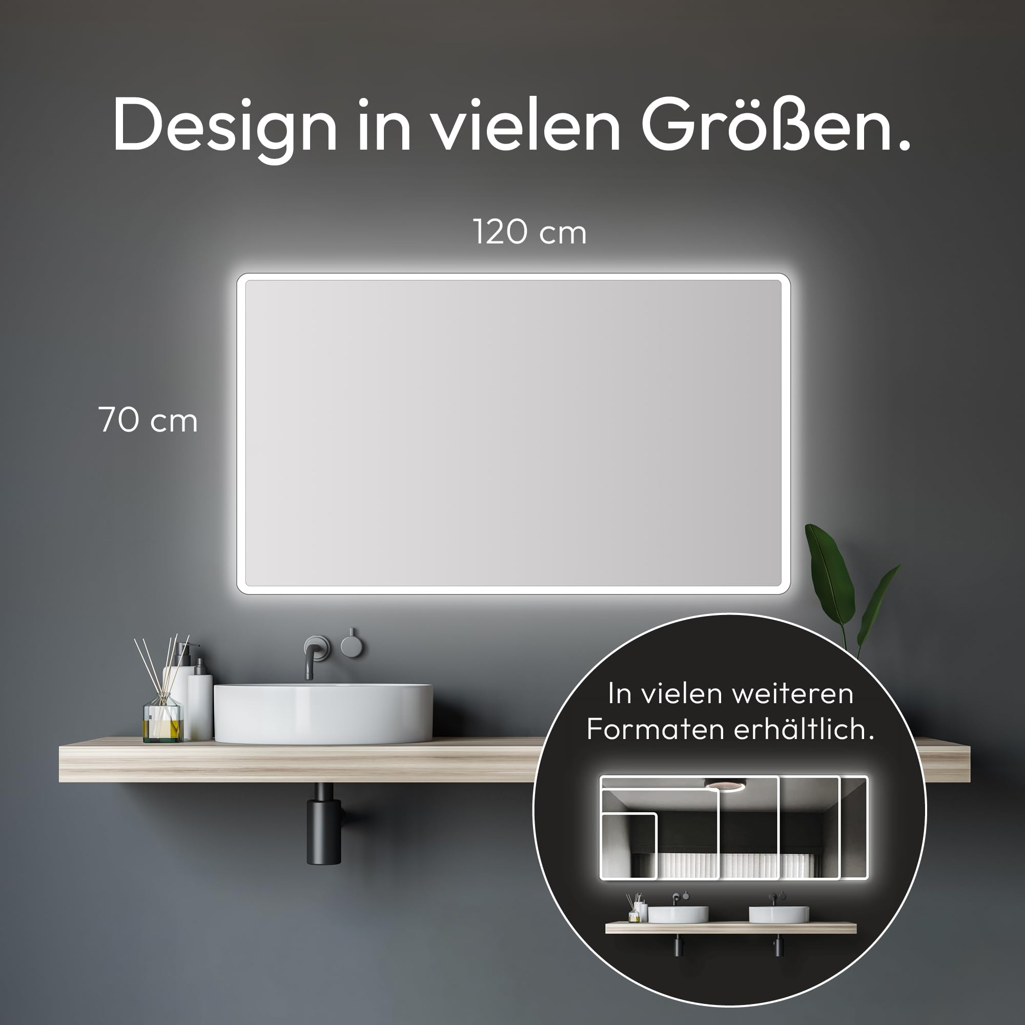 Talos LED badkamerspiegel Horizon 50x 70 cm - lichtkleur 4200K - modern design