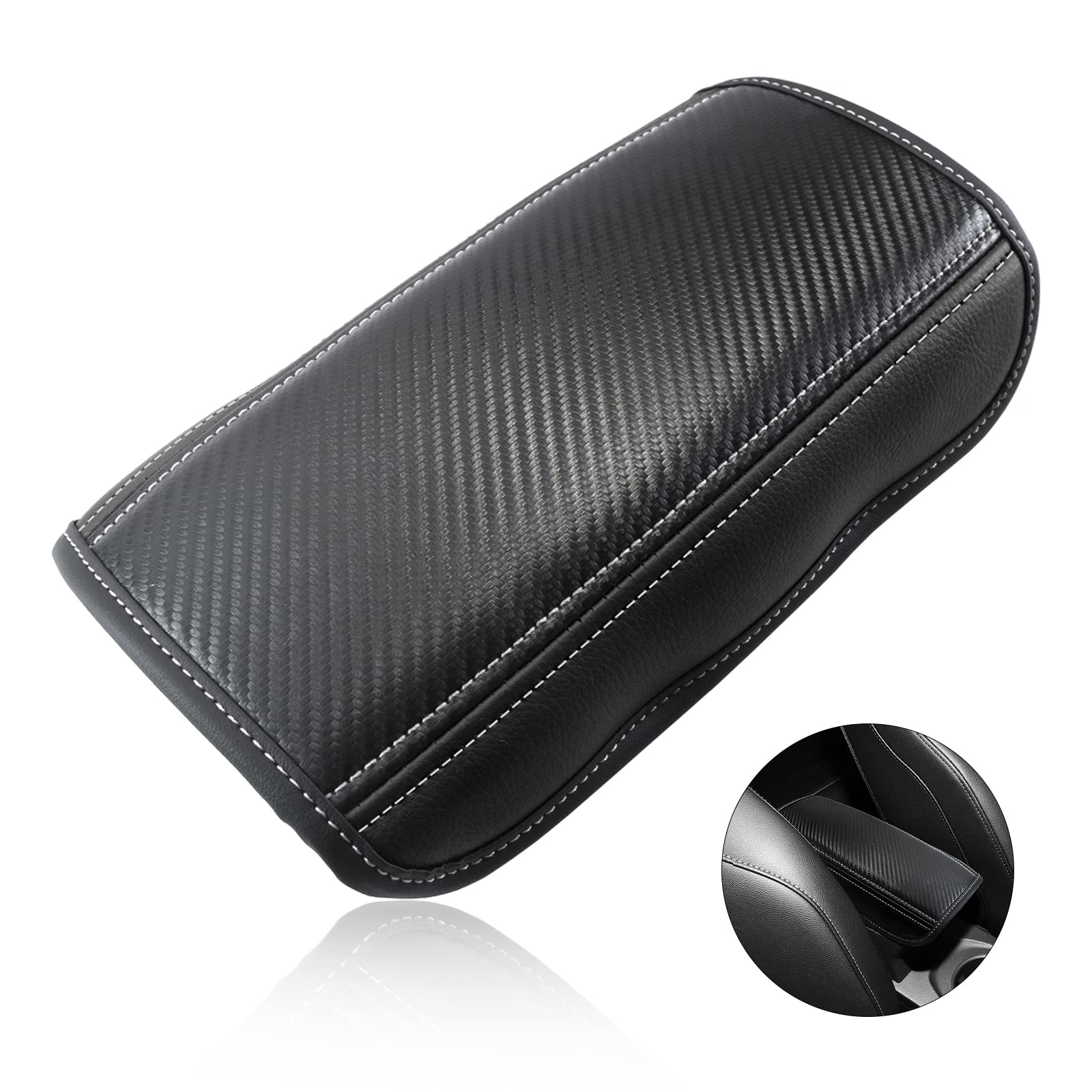 BIXUAN compatibile con Renault Captur 2 2020-2023 2024 2025 Copertura per Braccioli Console Centrale Rivestimento Bracciolo Coperchio Accessori di Protezione in pelle Imbottitura in Fibra di Carbonio