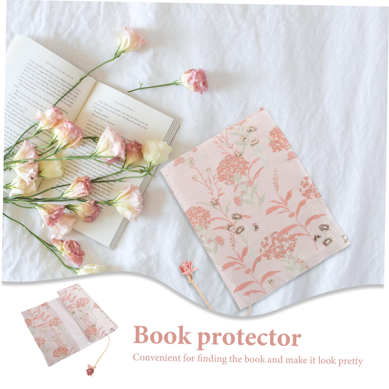 NUOBESTY 3 Pièces Couverture de livre en tissu des cahiers carnet de notes élégant protège-livre pochette de protection de livre manuel livres Compte poudre de pissenlit a5 décorer rose