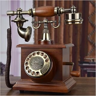 Classical Brand Old Fashioned Rotary Solid Wood Fixed Telephone Vintage Dial Home Telephone,Corded Old Fashion Antique Landline Telephone Decoration Button Dial with Handsfree Wired Hom