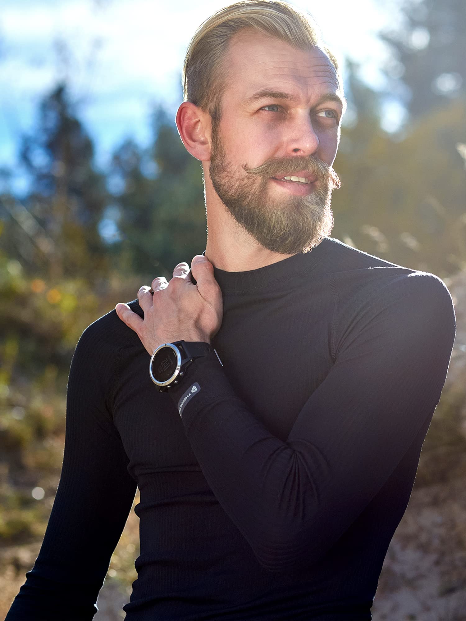 Thermowave Progressive ultra lekkie, oddychające, długie spodnie do biegania, dla mężczyzn, długie kalesony męskie, ciepłe majtki sportowe, do biegania, na nartach, szeroki ściągacz, legginsy Long John Baselayer spodnie do jazdy na rowerze