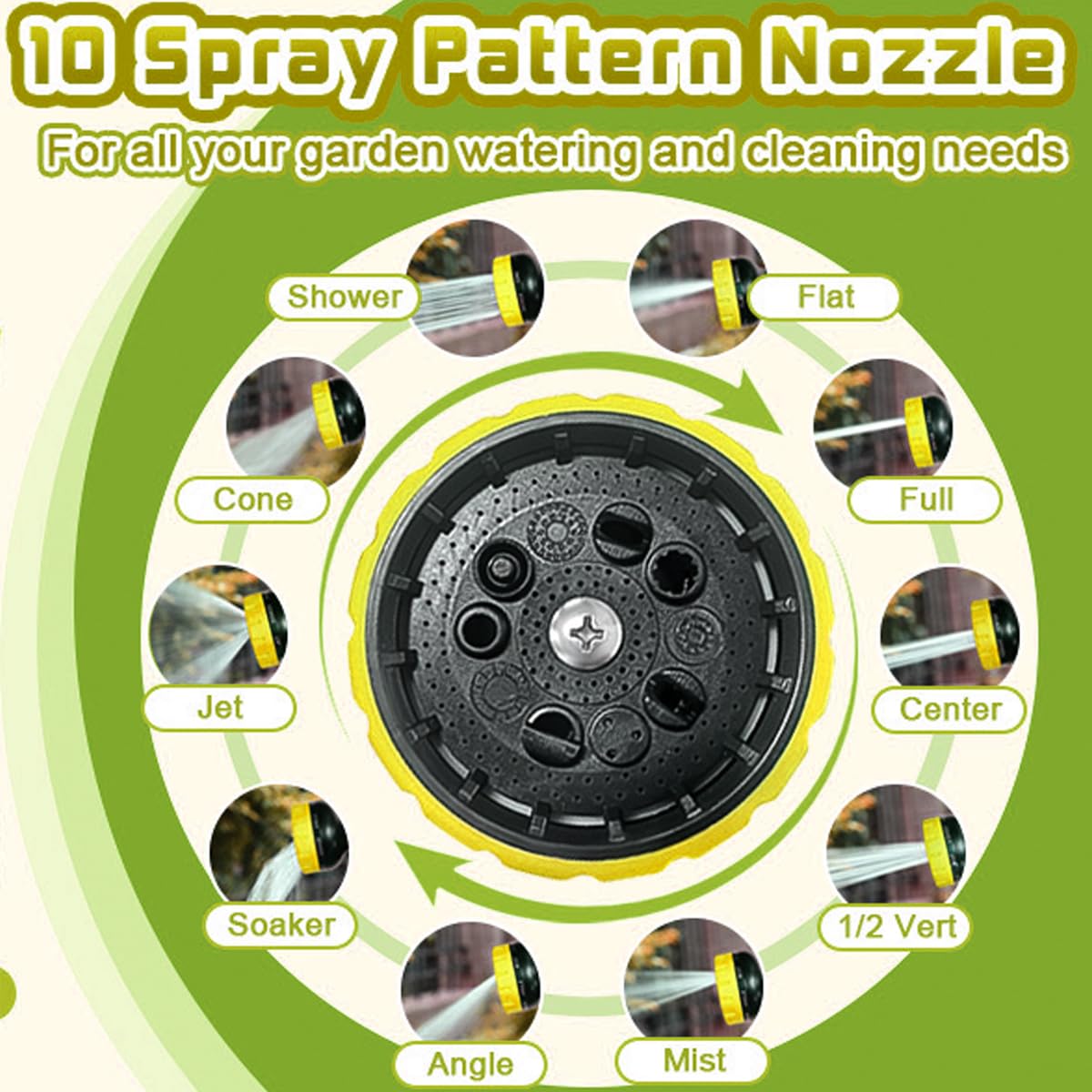Tubo da giardino espandibile, 15 m, flessibile con 3 strati di lattice, design anti-piega, include 10 modalità di pistola a spruzzo e raccordi in metallo da 1/2" e 3/4"