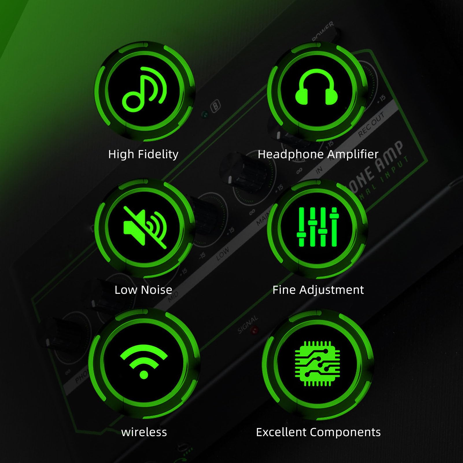 Annadue Amplificador de Auriculares Portátiles, Amplificador de Audio Estéreo de Metal con Control de Agudos de bajo Incorporado Bluetooth para Estudios de Grabación, (Enchufe de la UE)