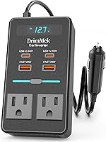 DrimMek 300W Car Power Inverter 12V to 110V AC, 65W USB-C Fast Charging, LED Display, Portable Laptop Charger for Road Trips & Camping