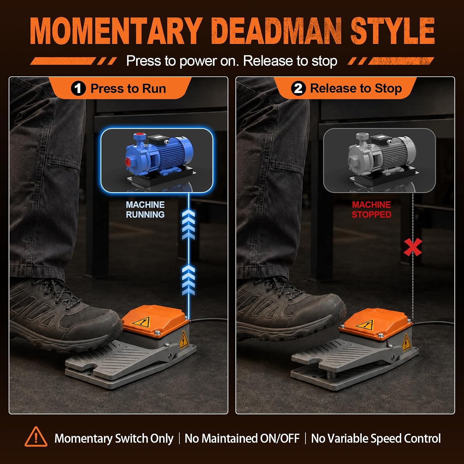 Foot Pedal Switch, ON Off Momentary Control for Power Tools
