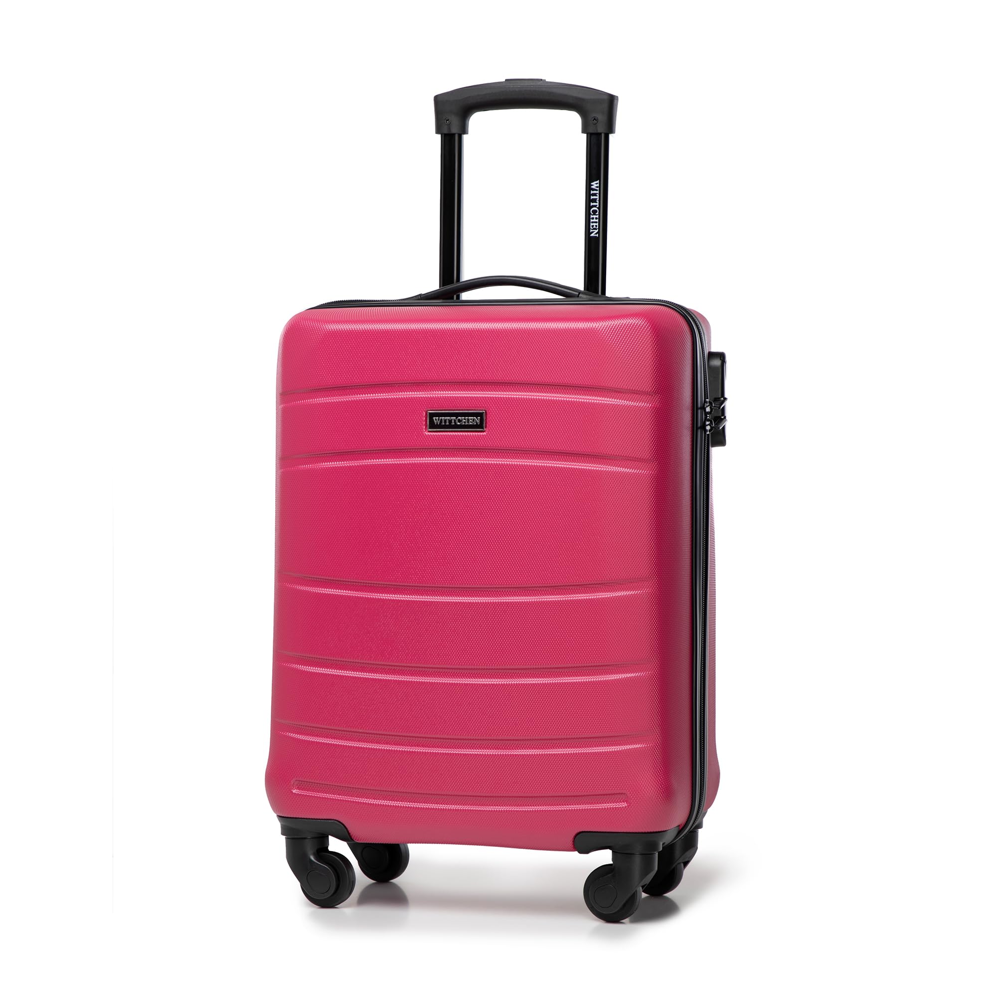 WITTCHEN Valigia da Cabina Trolley Bagaglio a Mano Valigia a rotelle Valigia piccola Trolley guscio duro in ABS con 4 ruote spinner Serratura a combinazione Maniglia telescopica Globe Line rosa