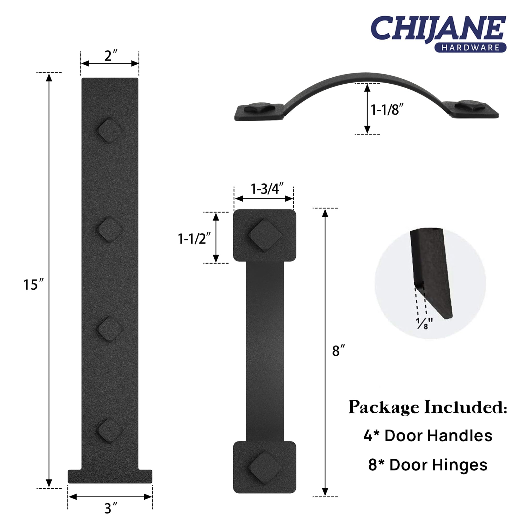 CHIJANE Magnetic Garage Decorative Hardware - 8 Hinges + 4 Handles