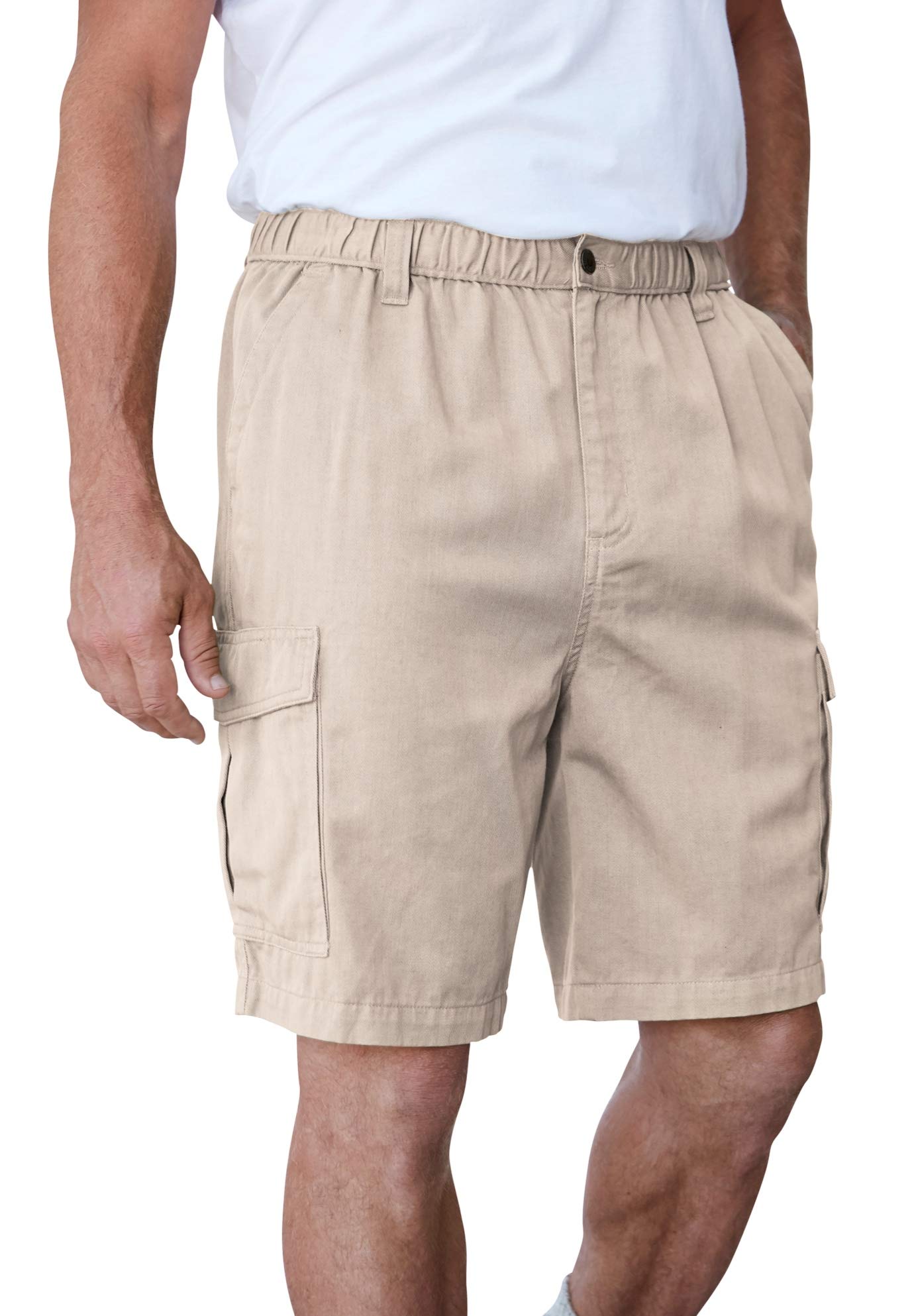 Boulder Creek by Kingsize Men's Big & Tall Renegade 9" Full Elastic Waist Cargo Shorts