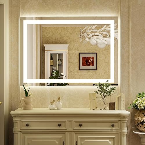 Miniatura 3 de Espejo de baño LED de 30 x 40 pulgadas con luces, espejo de pared con luz delantera y trasera, espejo de tocador de 3 colores con luces, espejo de