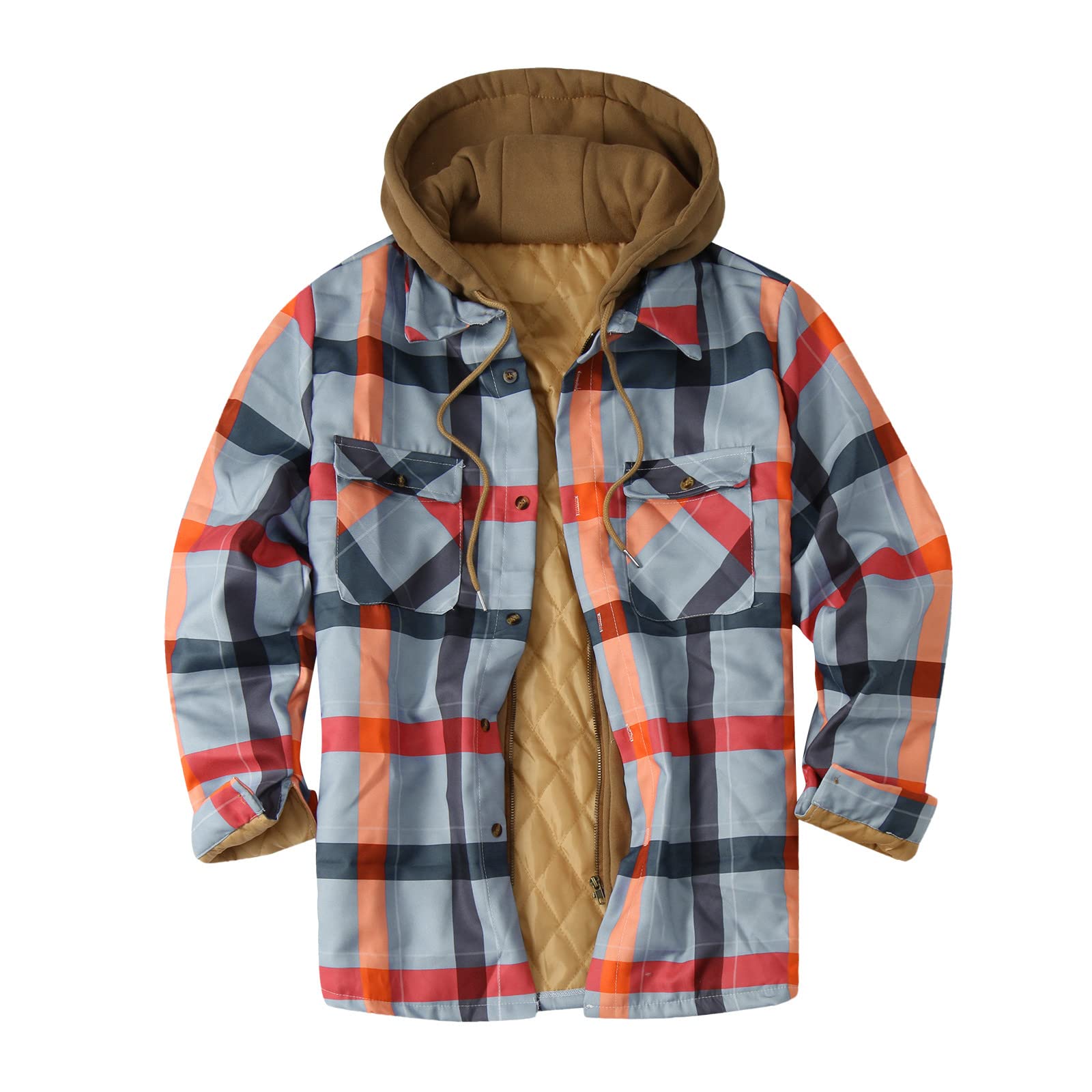 Camisa de franela de manga larga para hombre, de forro polar, con botones, para el tiempo libre, ajuste normal, forro polar, térmica, para hombre, de franela de manga larga, a cuadros,