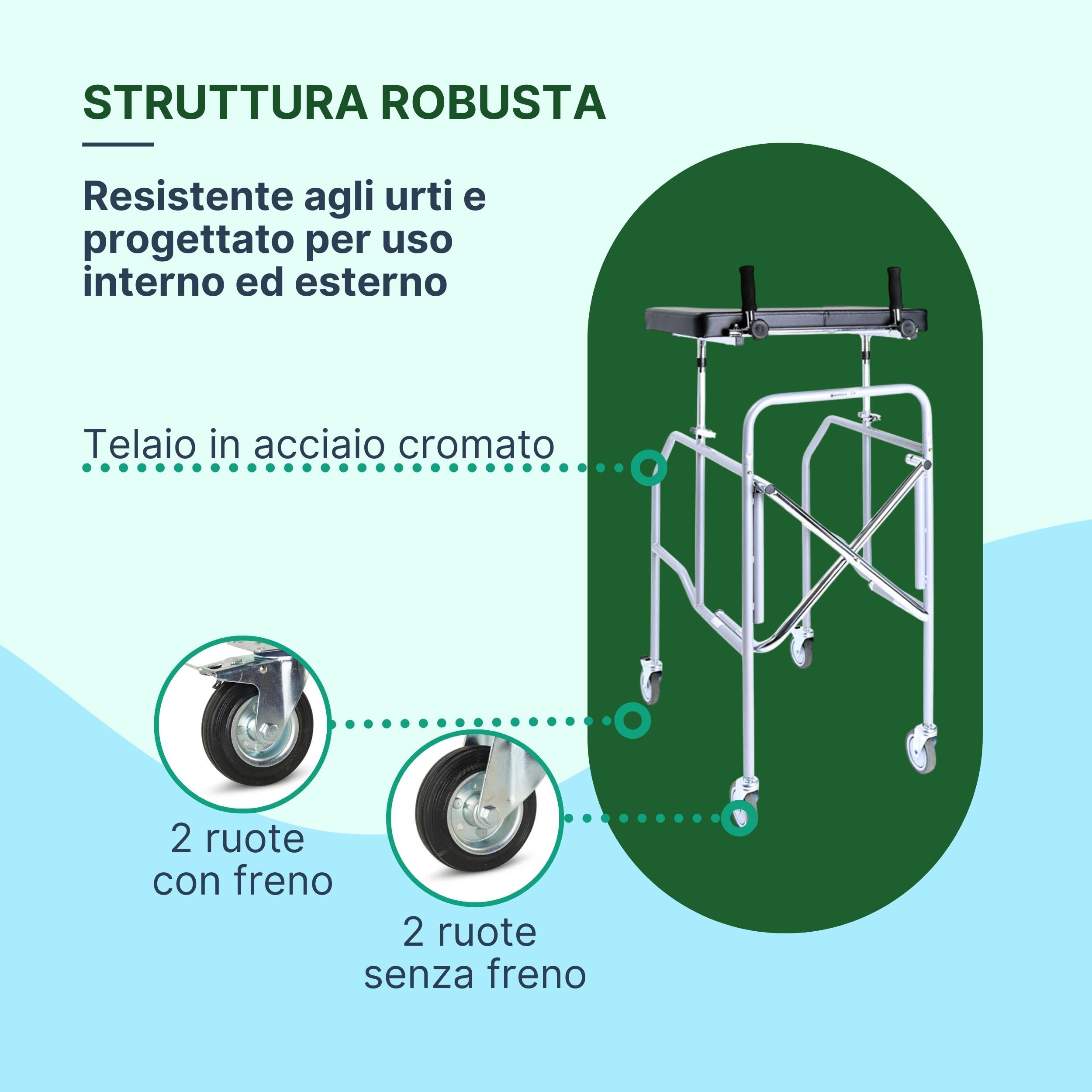 Deambulatore per Anziani - Girello - Deambulatore per Anziani 4 Ruote- Con Appoggio Antibrachiale a Tavolo