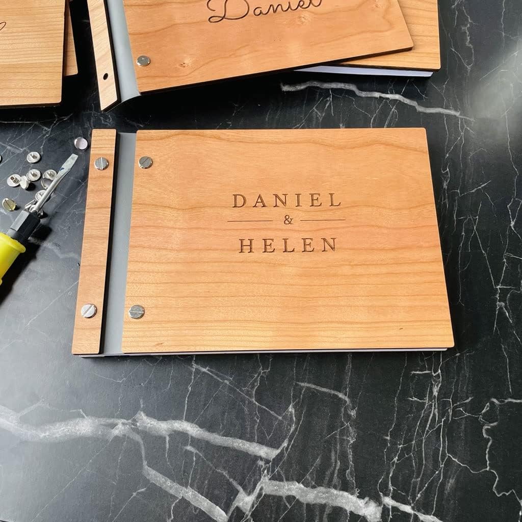 JSEIAJB Personalized Guestbook Sign for Weddingwooden Guest Signatures Book Album Baptism Mariage Decoration(15.24cmX22.86cm)