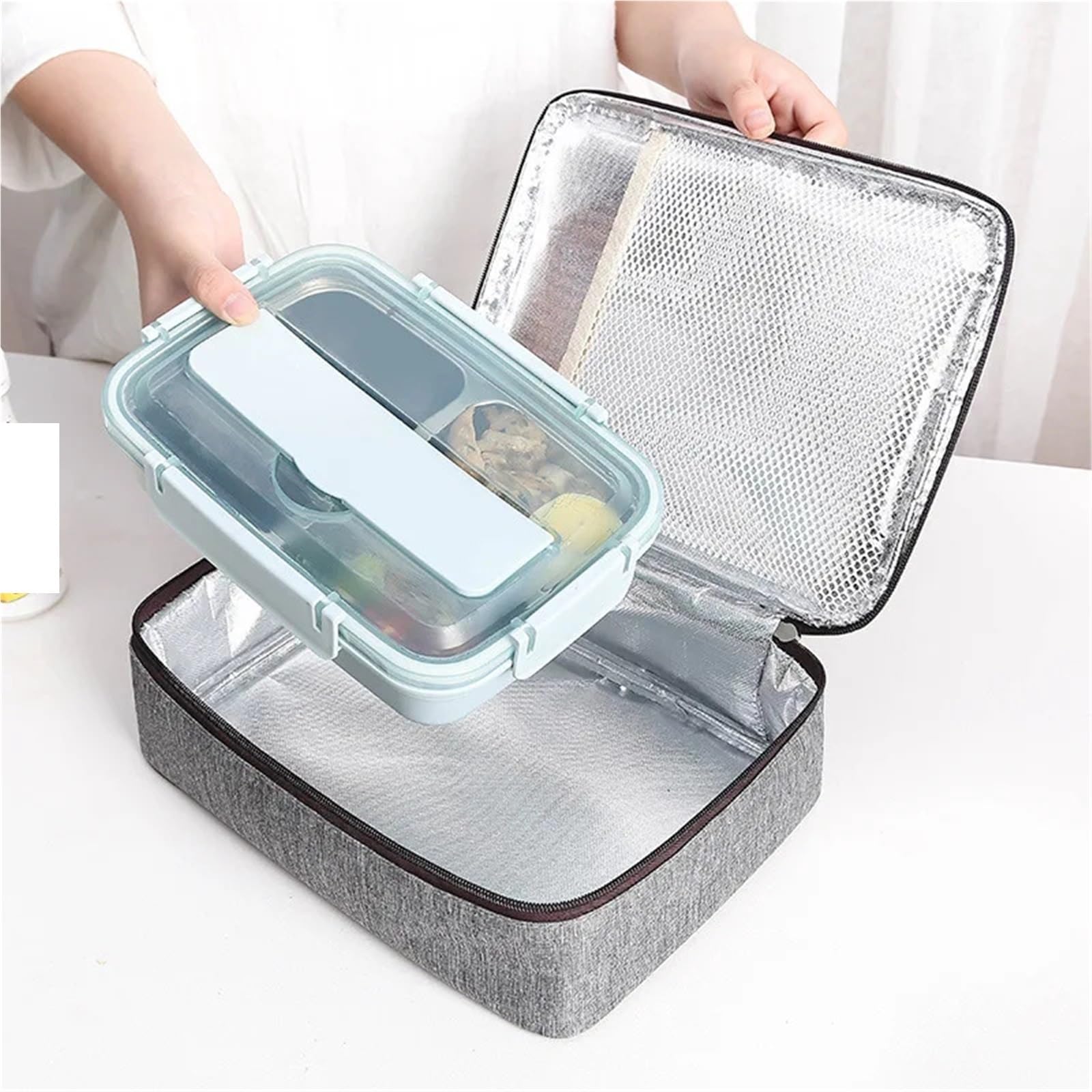 Bolsa térmica cuadrada for almuerzo, bolsa portátil for comida de Picnic, refrigerador aislado, caja Bento, 2 uds