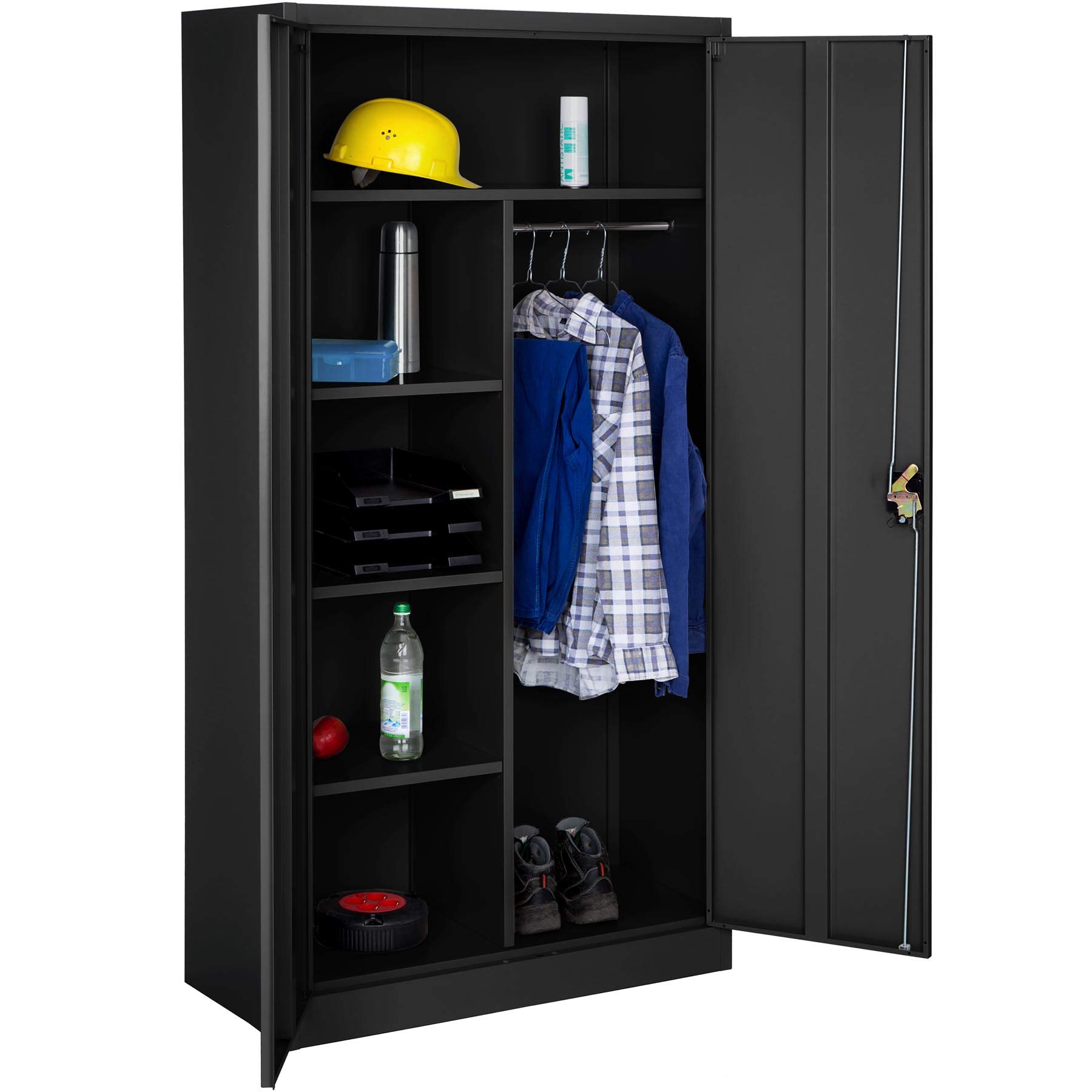 tectake Armoire Casier de Rangement Vestiaire Bureau en Metal 180x90x40cm avec 2 Portes verrouillables, 6 étagères de Rangement, Armoire avec Serrure Mobilier Bureau