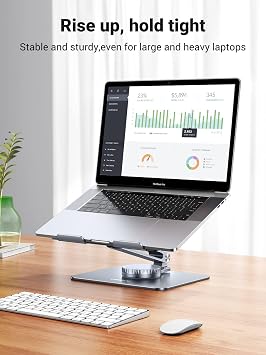 UGREEN Masa için Dizüstü Bilgisayar Standı Ayarlanabilir 360 Döner Taban, MacBook Pro Air Stand, Lenovo Ideapad 3, Dell Chromebook, HP Dizüstü Bilgisayar 17,3 İnçe Kadar Uyumlu