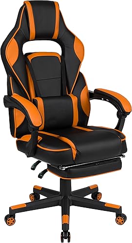 Miniatura 3 de EMMA + OLIVER Silla ergonómica para juegos negra/naranja, respaldo/brazos, reposapiés, masaje lumbar Negro/Naranja,Negro -,Negro/Azul,Negro
