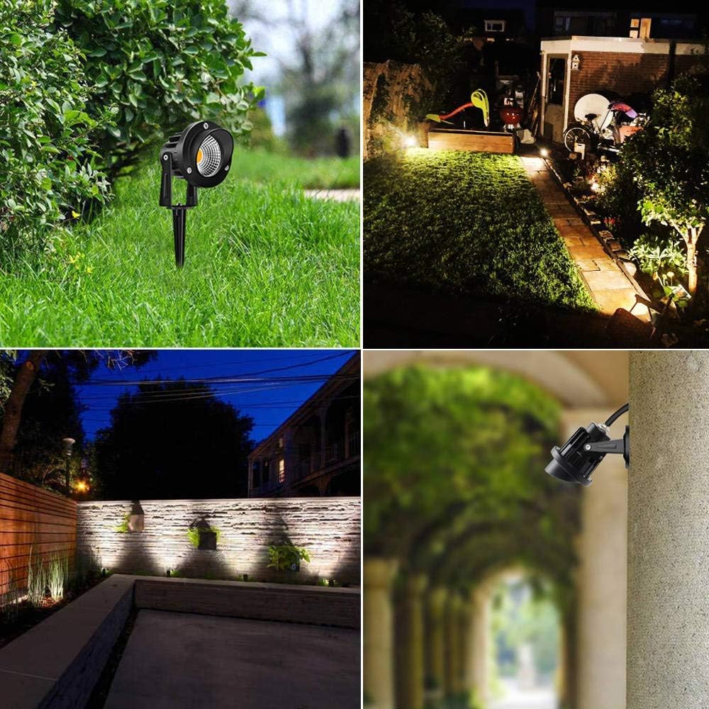 Romwish 120V LED Landscape Lights, 10W 120V Outdoor Landscape Lighting with Ground Spike, 3000K Warm White, IP65 Waterproof Outdoor Spotlight for Lawn, Garden, Yard, Flag Light (Pack of 6)