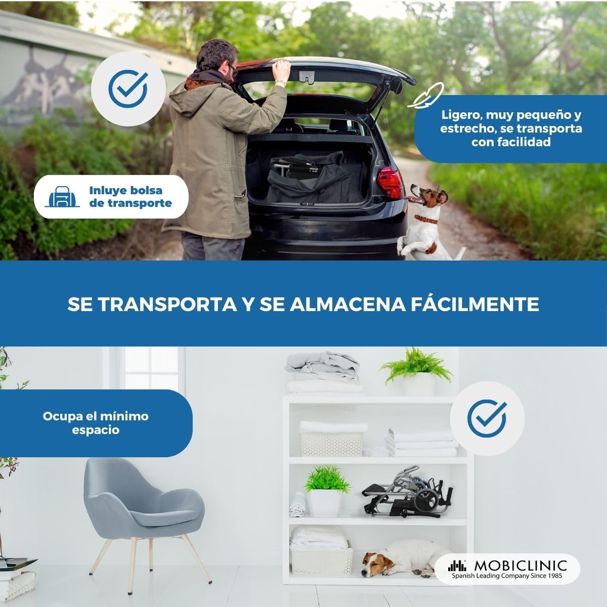 Mobiclinic, Silla de ruedas de tránsito, Neptuno, Aluminio, Plegable, Freno en manetas, Marca Española, Reposapiés plegables, a, Cinturón seguridad, Ergonómica, 93x 49.1x 96 cm