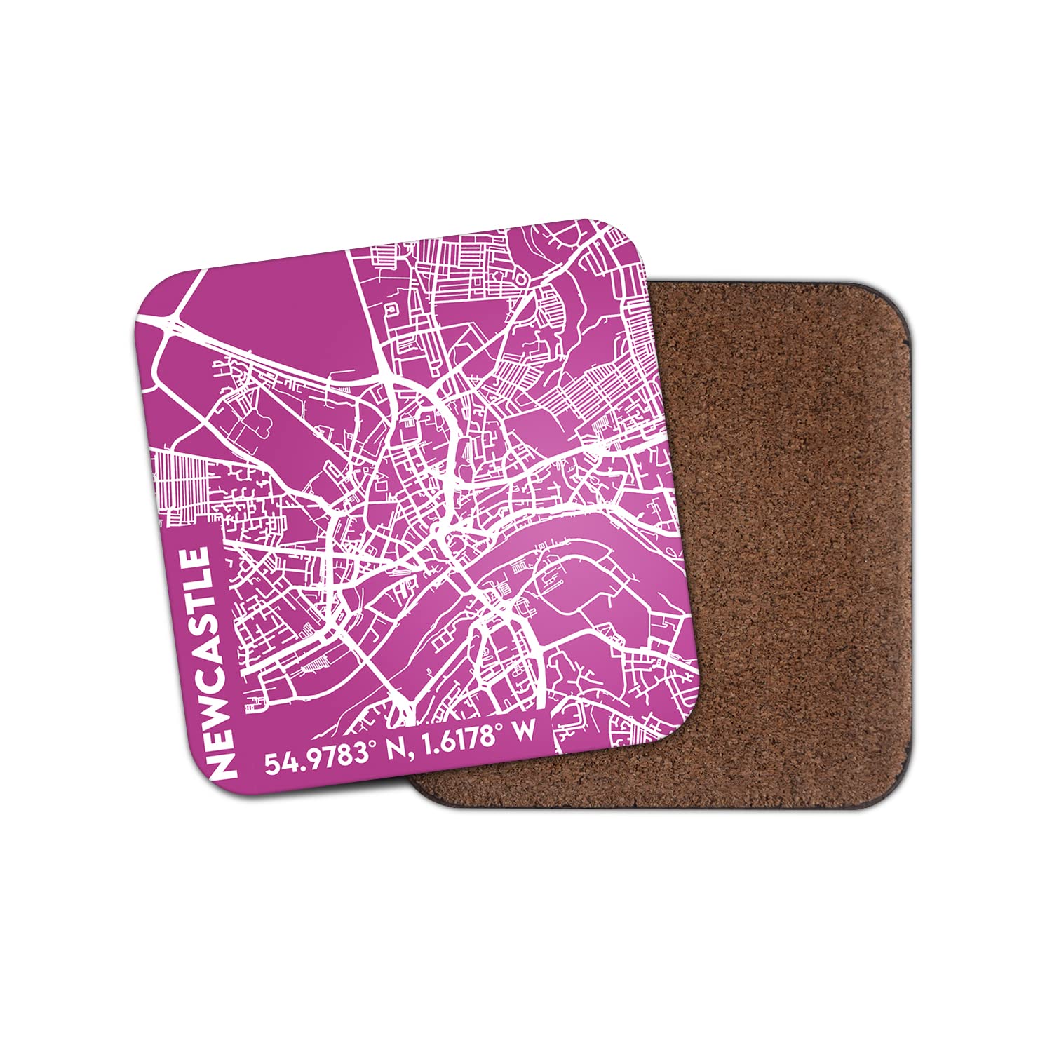 Dv Design Multicolor Square Single Coaster - Newcastle Map City England Travel Uk North Gift #76991