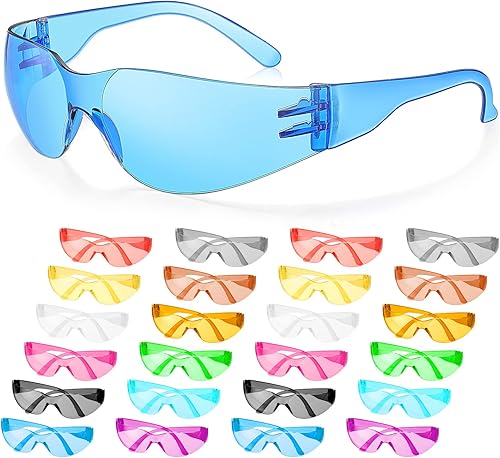 Paquete de 24 gafas de seguridad para niños, resistentes a los arañazos, protección ocular antisalpicaduras, resistentes al viento, gafas