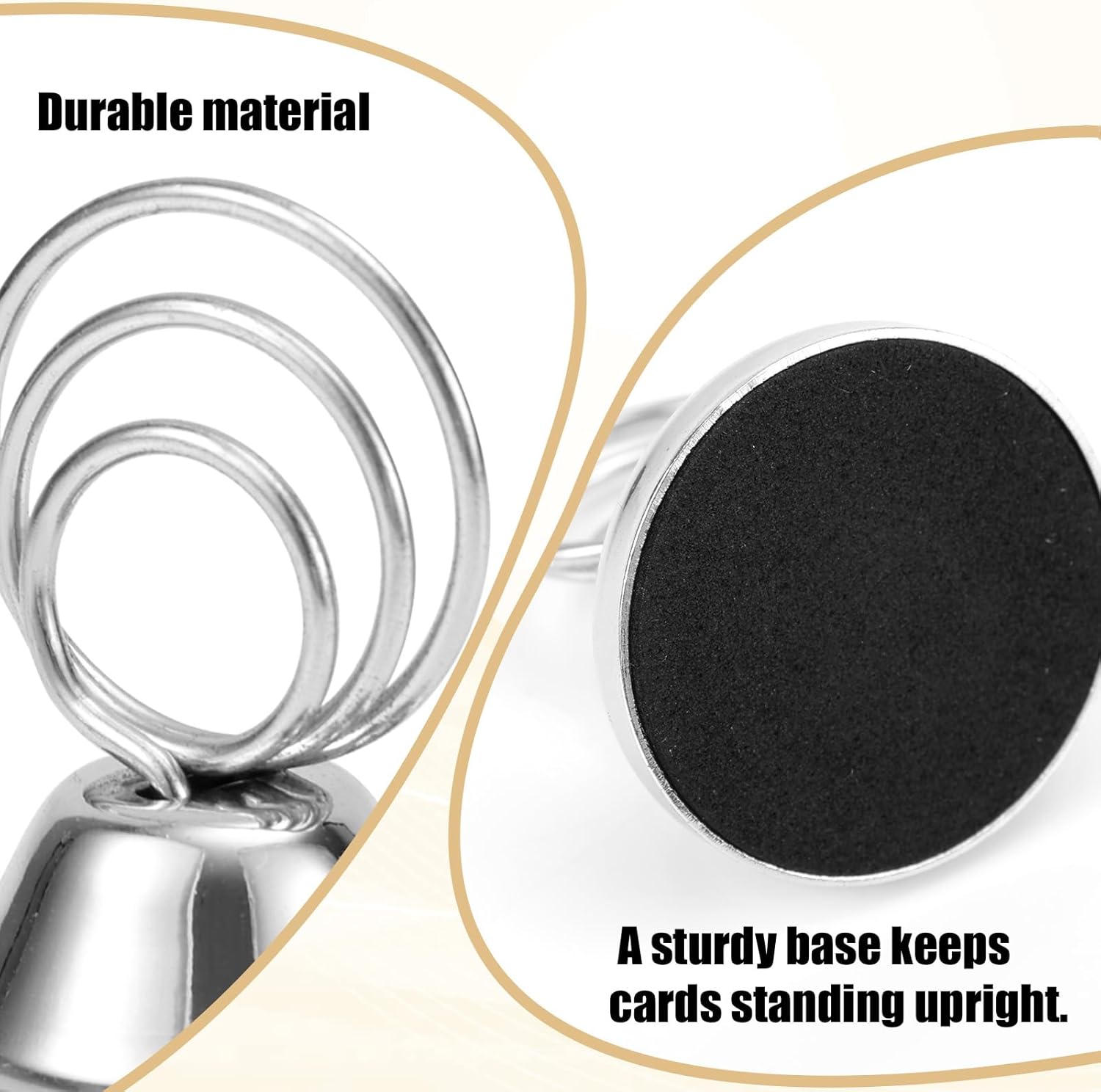 12pcs Table Number Holders, Metal Finish Wire Picture Holders Place Card Memu Photo Stands for Wedding Party Office Supplies