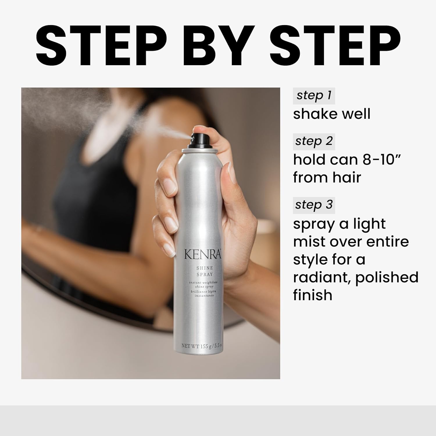 shine spray bottle near styling tools for daily routine