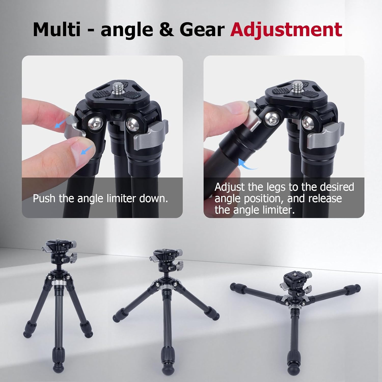 Adjustable Carbon Fiber Tripod with 360° Panoramic Metal Ball Head, Compatible with Camera, Phone, Action Cam, Lightweight Travel Tripod for Photography, Vlogging, Live Streaming 61024