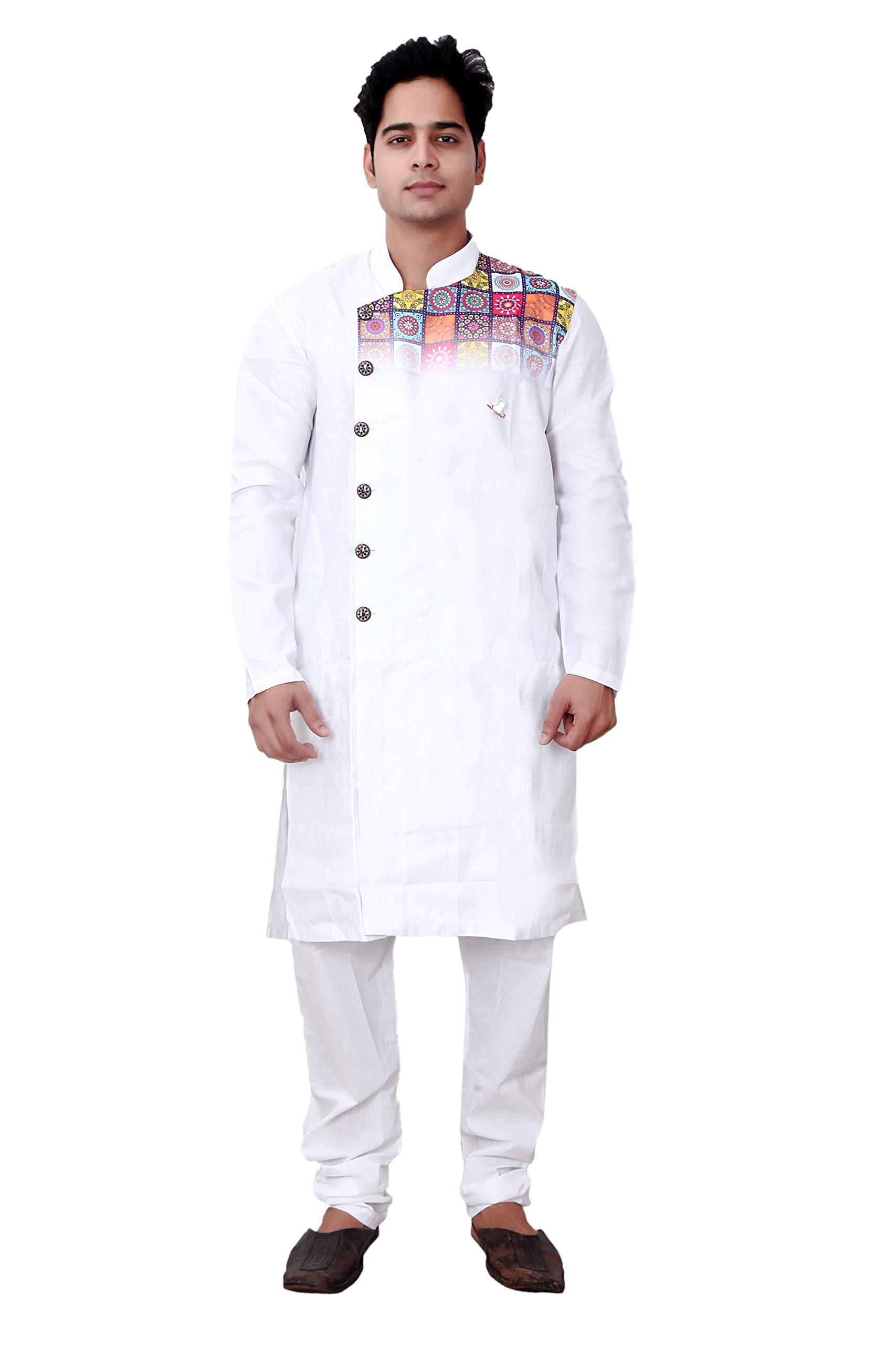 Basilio Men's Indo-Western Style Ethnic Set-109-White-picture-24