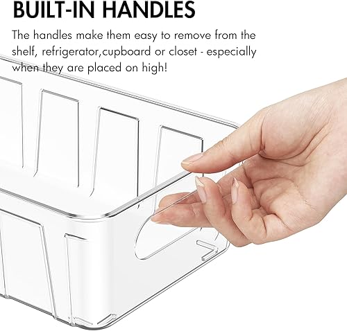 Miniatura 3 de Refrigerator Organizer with Compartments and Handles, Set of 2 Clear Fridge Containers - BPA Free - Organizer Containers for Refrigerator, Kitchen,