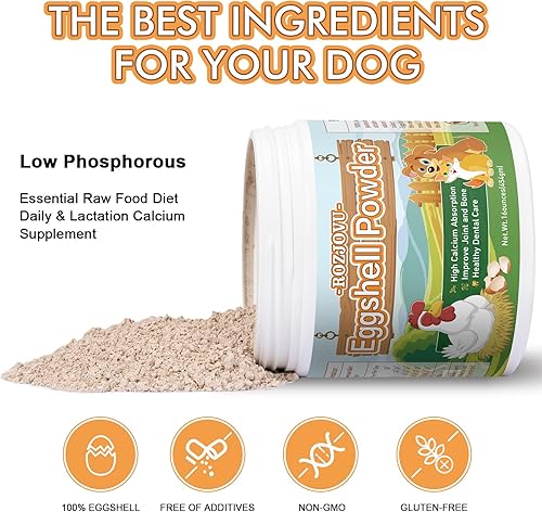 Miniatura 4 de Polvo de cáscara de huevo para perros y gatos, suplemento de calcio de cáscara de huevo, ideal para la osteoporosis, nutre los huesos, apoya las