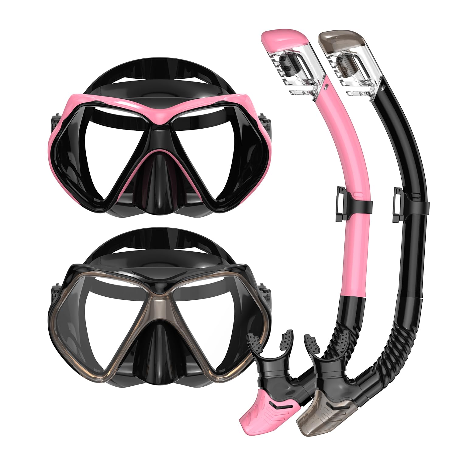 2 Pack Snorkel Equipment for Adults, Dry Snorkel Mask Set Adults, Diving Mask, Diving Equipment, Swimming Goggles with Nose Cover, Swimming Freediving Tempered Glass, Panoramic View