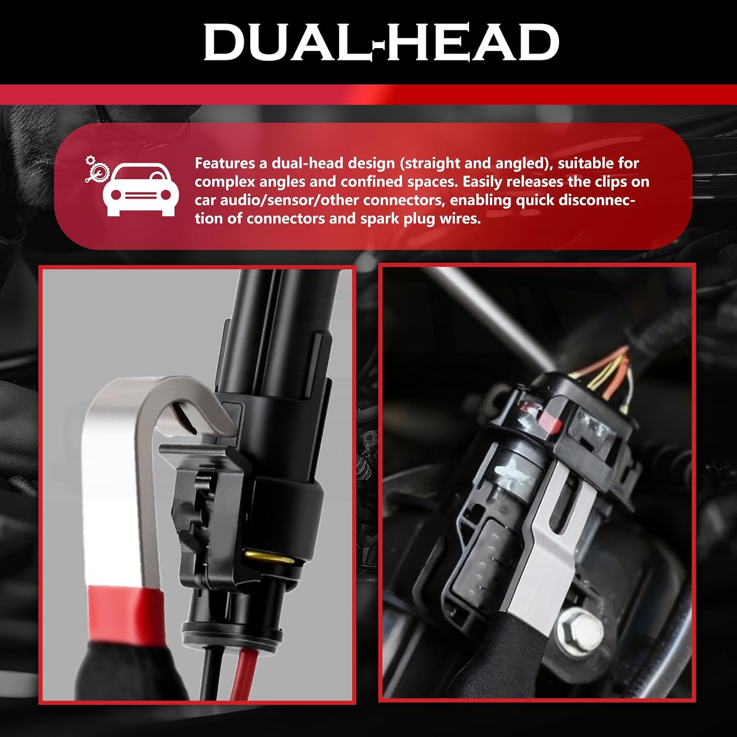 2PCS Electrical Disconnect Pliers for Cars,Heavy Duty Auto Electrical Connector Removal Tool Hose Clamp Pliers,Non-Slip Dual-Head Electricals Connector Separator Tool