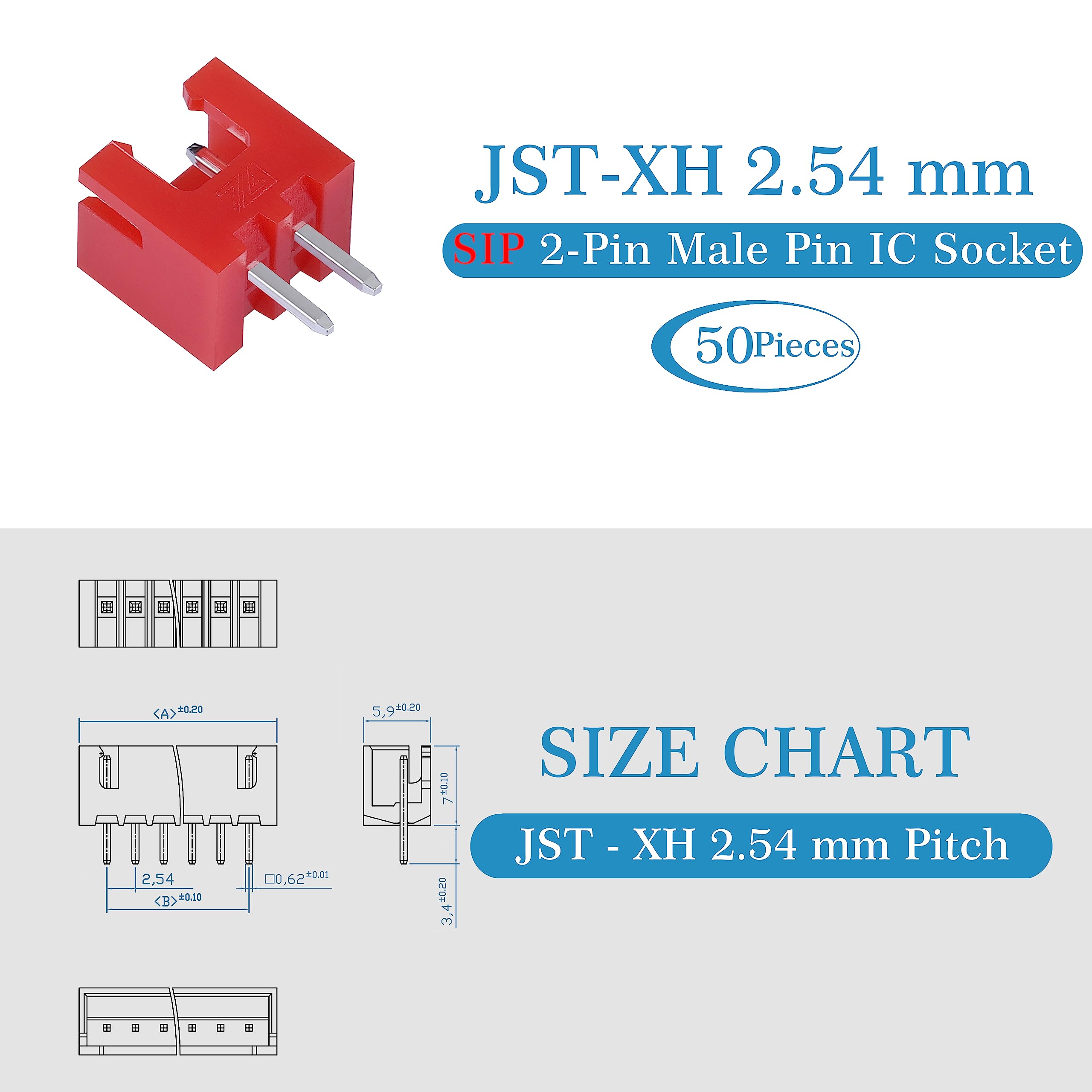 OliYin 20 Paia 22awg Connettore JST a 2 Pin Maschio Femmina Spina Cavo in Silicone da 10 cm per Striscia Lampada a LED Giocattoli RC Batteria BEC (Confezione da 20
