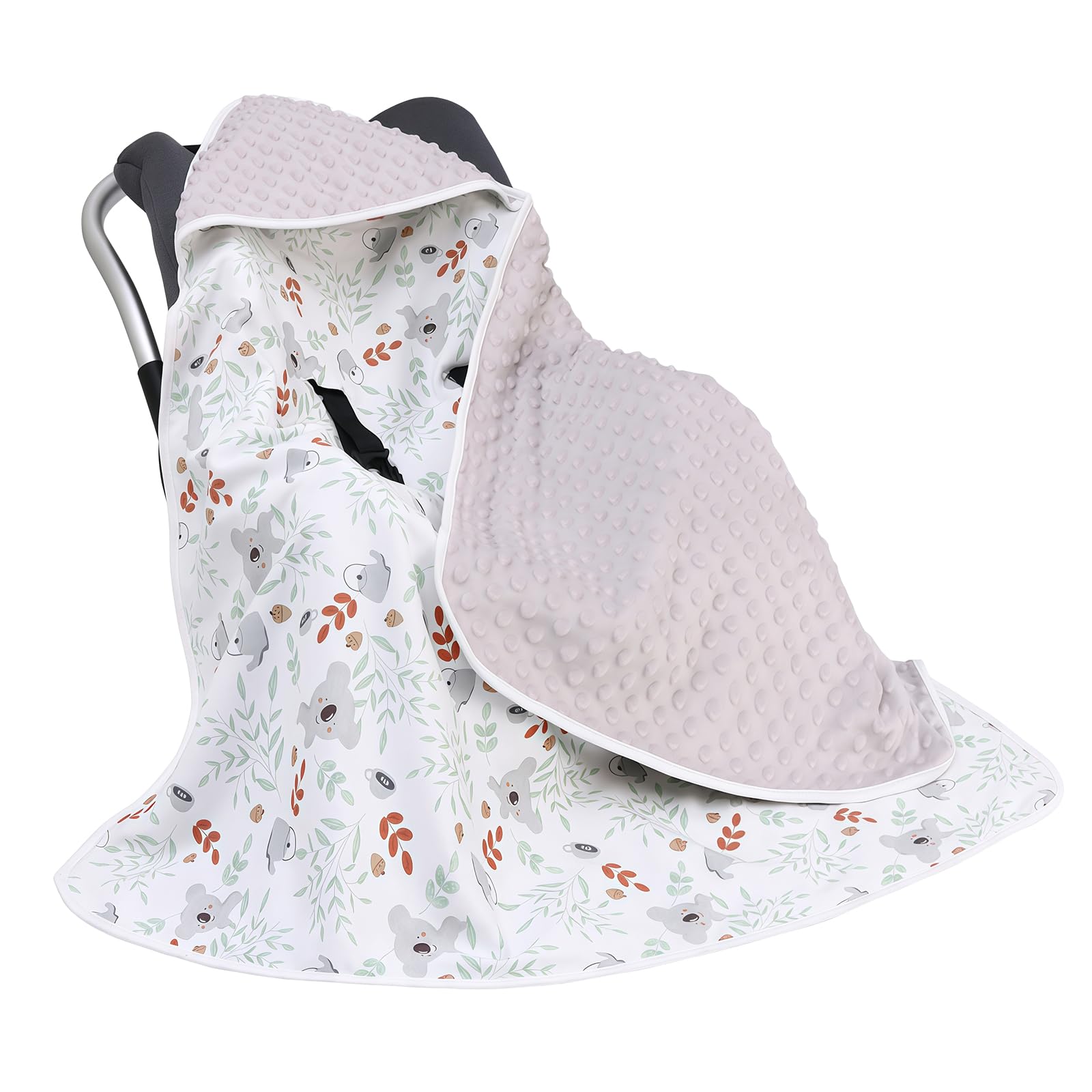 90 x 90 cm - Couverture pour bébé : couverture en coton pour poussette, double face, universelle, coque bébé, siège auto, couverture toutes saisons pour nouveau-né et déplacements