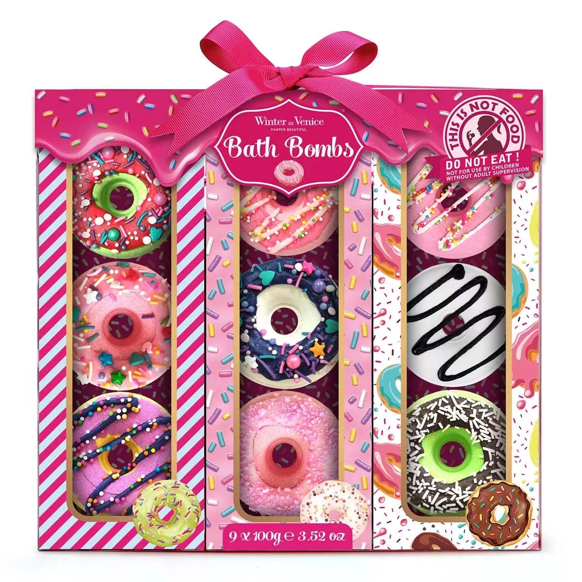 Winter in Venice Pamper Beautiful, Donuts Bath Bombs, 9 Piece Set, 9x100g