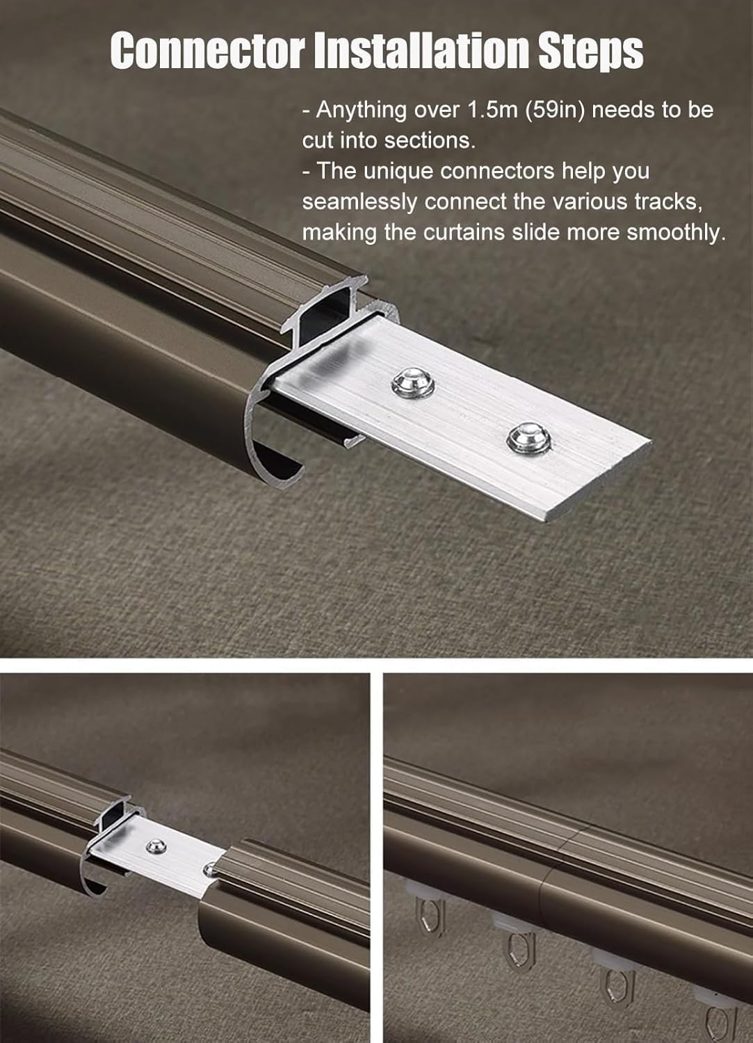 Decorative Double Curtain Track Wall Mounted - Complete Kit for Home Balcony Living Room Drapes Rod, Silent Aluminum Alloy Rails Bay Window Pole