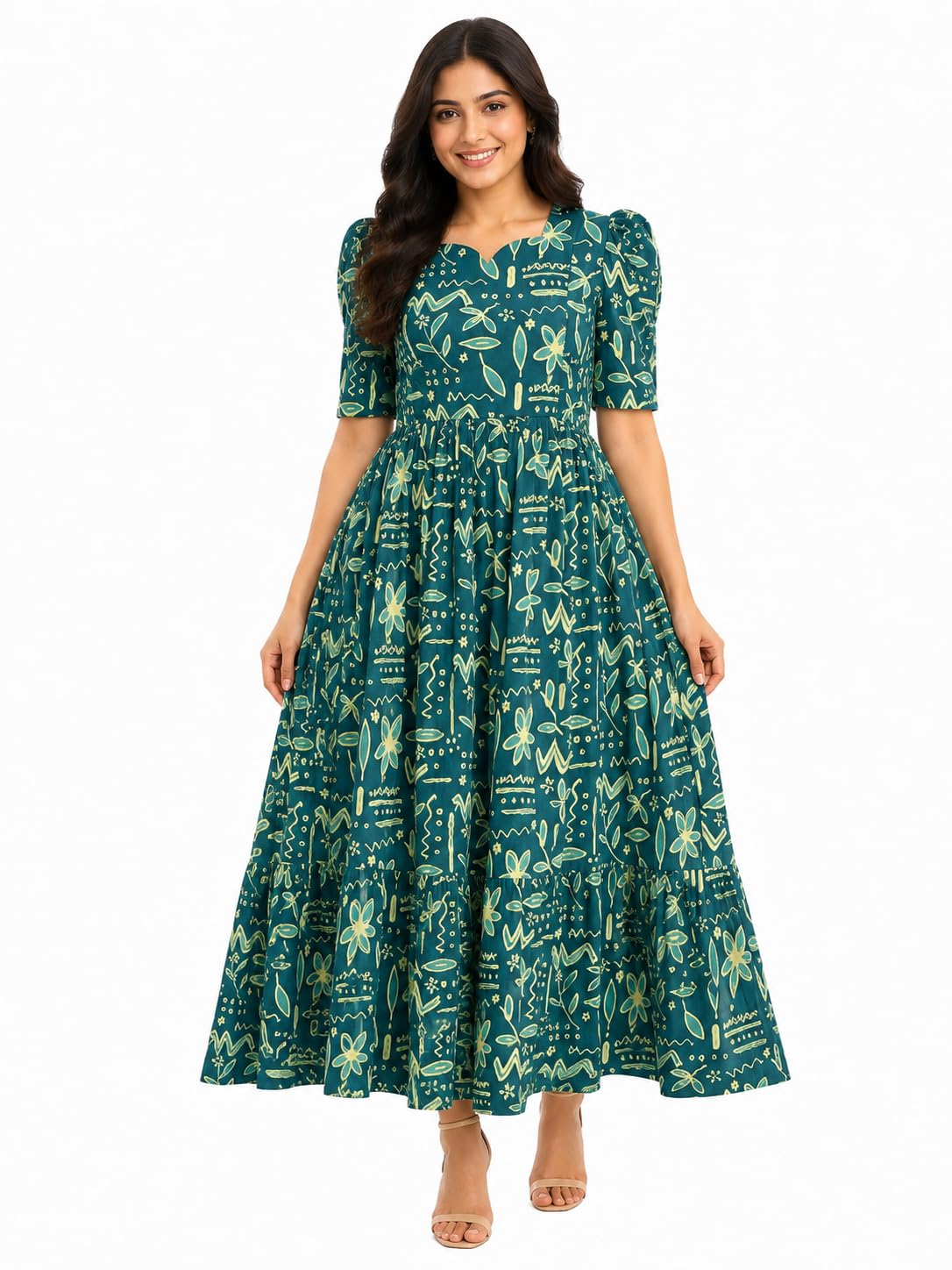 VIVI Feeding & Maternity Cotton Maxi Dress | Soft Breathable Cotton | Hidden Feeding Zippers | Nursing Dress for Pregnancy & Breastfeeding | Feeding & Non-Feeding Wear | Casual-picture-43