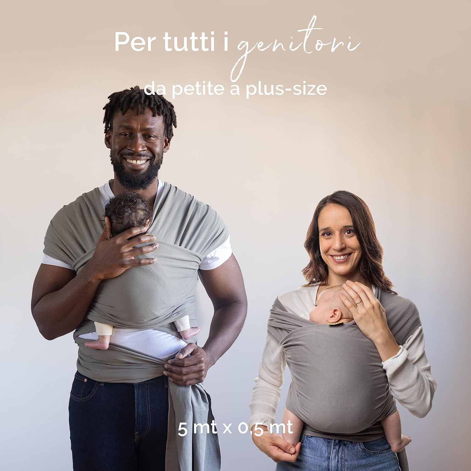 Boba Wrap - Fascia Elastica Porta Bebè Neonato, Portabimbo Facile da Indossare (Grey)