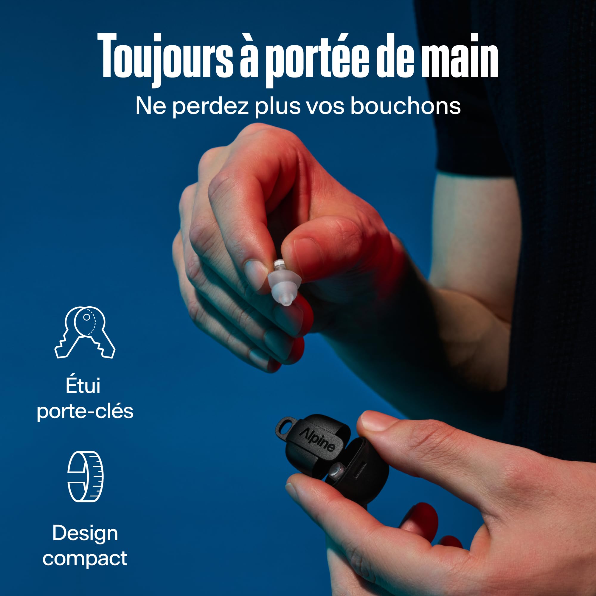 Alpine PartyPlug Pro Bouchons d'Oreilles Hi-Fi pour Concerts, Protection Auditive Professionnelle 21dB, Nouveau et Amélioré, Qualité Premium pour Festivals, Musique & Raves, 3 Tailles (S/M/L), Noir